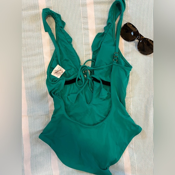 Becca Green Ruffled Swimsuit. Size S. - Picture 2 of 3